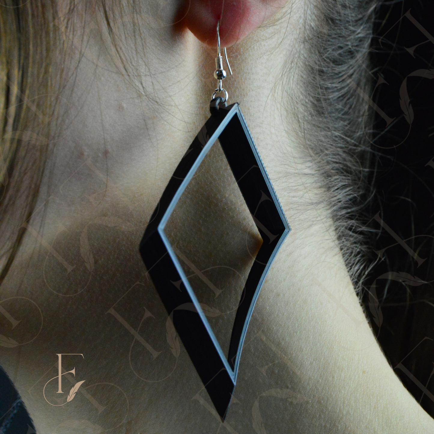 Diamond Earrings with Silver Hooks